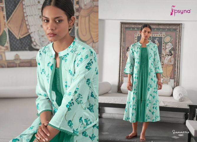 Summeria By Psyna 1001-1006 Shrug Party Wear Kurtis Catalog